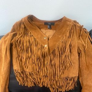 Forever XXI contemporary suede fringe jacket